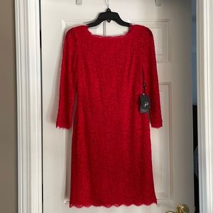 Adrianna Papell LS Lace Dress Red Size 4